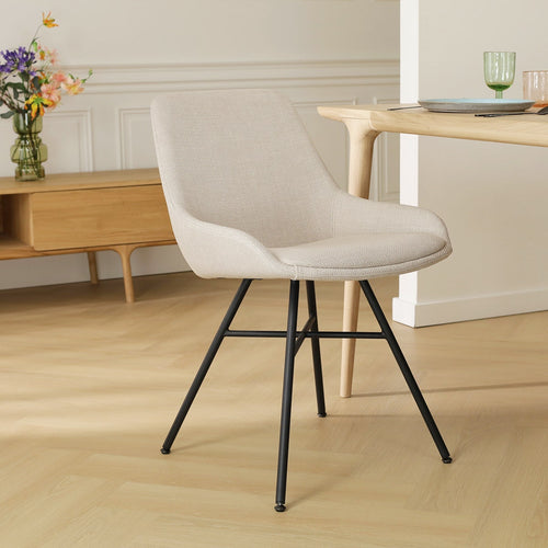Nolon Noa-Isa Eetkamerstoel Beige - Stof - Zwart Onderstel