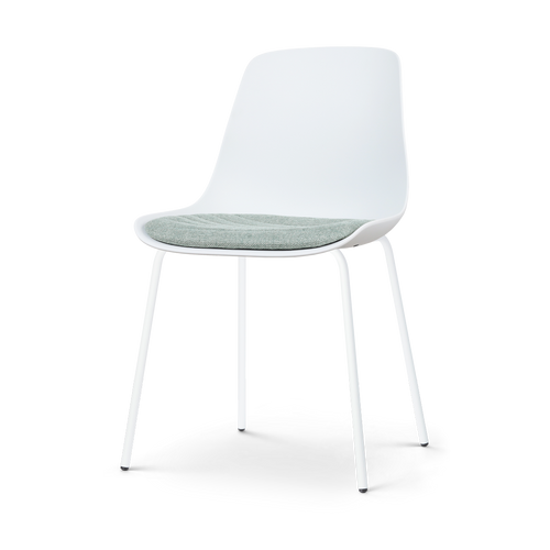 Nolon Nora-Liv Eetkamerstoel Wit - Zacht Groen Kussen - Witte Poten - vtwonen shop