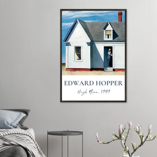 Artfulprints Poster met Lijst Edward Hopper - High noon   - 30x40 cm - Blauw