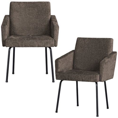 BePureHome eetkamerstoelen Mount - Polyester - Grijs/Bruin - Set van 2 - vtwonen shop