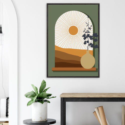 Artfulprints Poster Boho – Sunset window   - A4 21x29.7 cm - Bruin