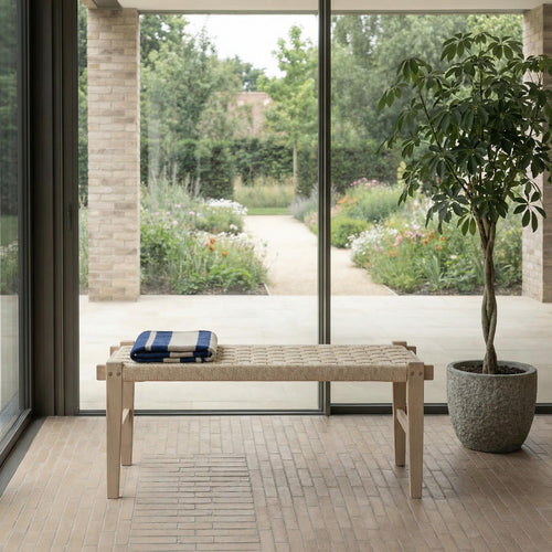 Furnhouse bankje Nobel - Witte olie - Papiergaren - 38x110x47
