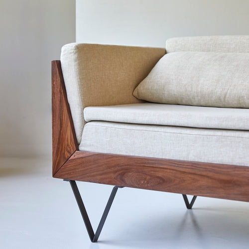 Tikamoon 2-zitsbank van massief palissander en stof - Beige - vtwonen shop