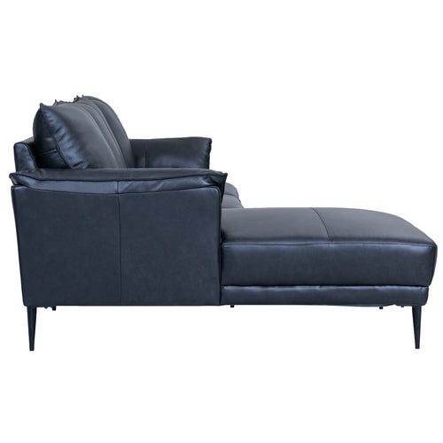 Furnhouse chaise longue bank links Soul - Zwart - Leer - 155x233x88