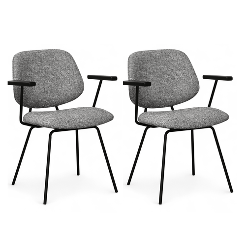 Furnhouse eetkamerstoelen armleuning Sofia - Grijs - Stof (Bouclé) - Set van 2