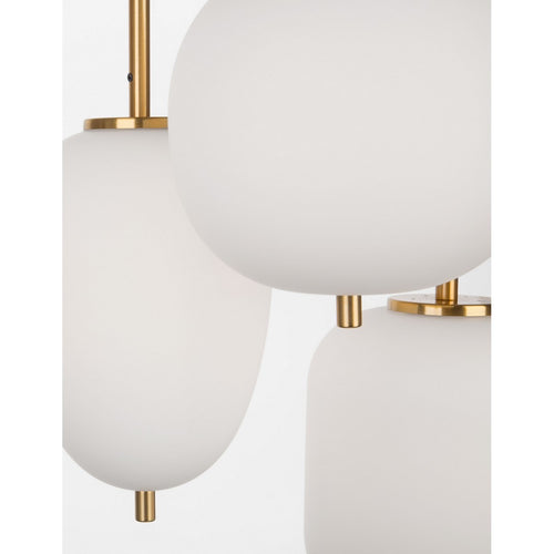 Merano Cornwall 3 Lichts Cluster Pendel Plafondlamp Opaal Glas Antiek Messing Metaal Zwart Stof Draad LED E14