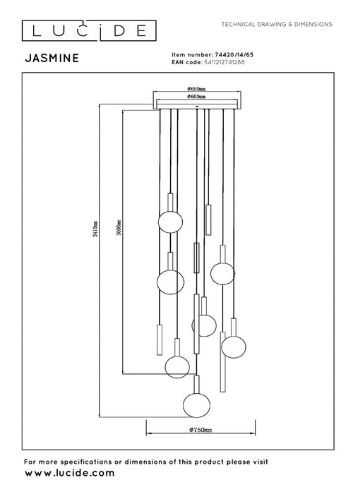Lucide hanglamp JASMINE - Geïntegreerde LED - Koper