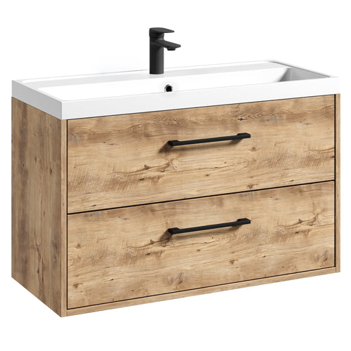 Badplaats Badkamermeubel Florence 01 80 x 40 cm – Kastanje Eiken – Hangend Badmeubel met Soft-Close