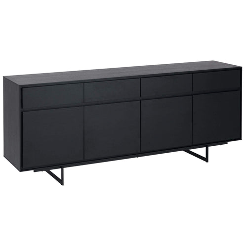 Furnhouse 4-deurs dressoir Tokyo - Zwart - MDF, zwart eikenfineer - 45x205x82