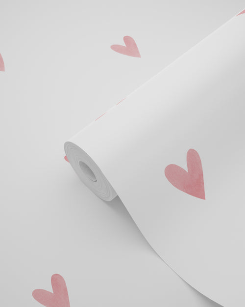 ESTAhome behang hartjes wit en roze - 50 x 900 cm - 131630 - vtwonen shop