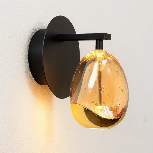 Highlight wandlamp Golden - 1 lichts - 18  x 14.8   cm - amber zwart