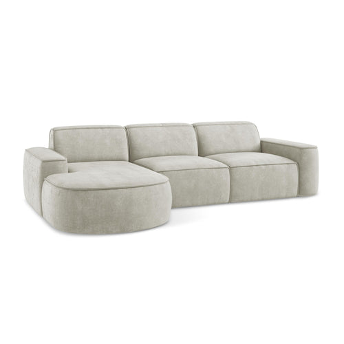 LaMiaSofa hoekbank links Melissa - chenille stof - parel - 284x166x70