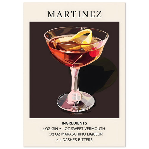 Artfulprints  Martinez cocktail - Ingrediënten   poster A4 21x29.7 cm - vtwonen shop