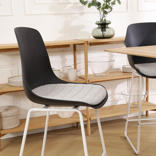 Nolon Nino-Liv Barkruk Zwart - Lichtgrijs Kussen - Wit Frame - 65cm - vtwonen shop