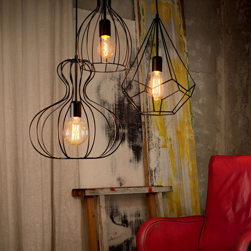 Ideal Lux Ampolla - 1-lichts plafondlamp mat zwart in kooistijl, E27