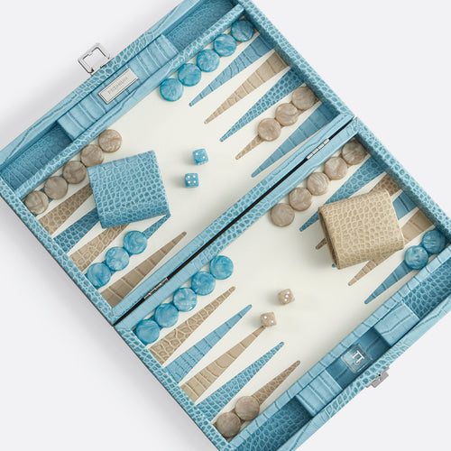 Premium Interiors - Backgammon - Gemiddeld BACKGAMMON - leer rivierablauw 38cm