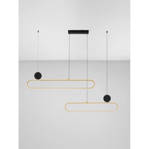 Nova Luce LIAISE Geïntegreerde LED-hanglamp voor plafond, zandzwart, goudkleurig, Triac dimbaar, LED 49W 2060lm 3200K