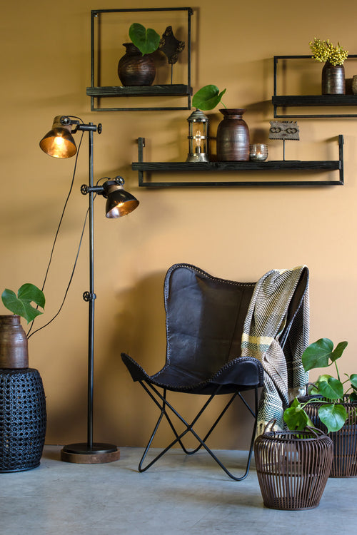 Light & Living wandkast  - zwart - 100x15x24 cm
