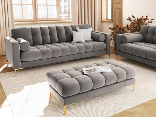 Cosmopolitan Design Bank Bali 2-zits, flueel, lichtgrijs - 62x133x40cm
