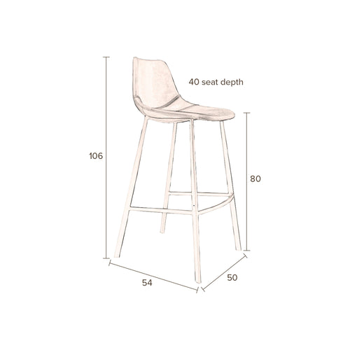 Dutchbone Franky Barkrukken Oranje 80 cm - Set van 2 - vtwonen shop