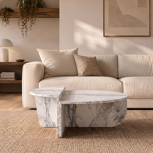 Calicosy - ORION Set van 2 salontafels - Licht hout - 90x90x35 cm