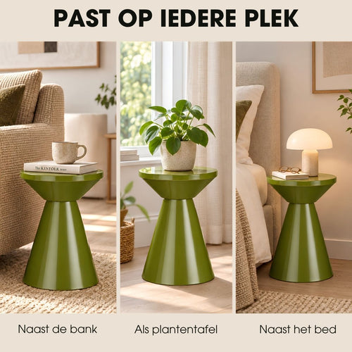 Mica Decorations Jim Bijzettafel - Salontafel met Strak Design voor de Woonkamer - Nachtkastje van Stevig IJzer - Rond Tafeltje voor Extra