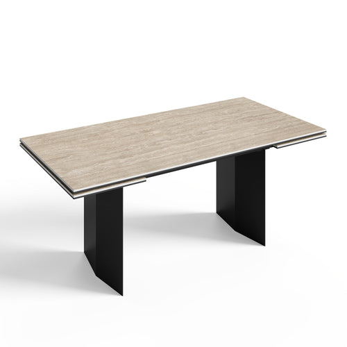 Sia Home - Uitschuifbare tafel voor 8-10 personen ROSE - keramiek beige 180cm