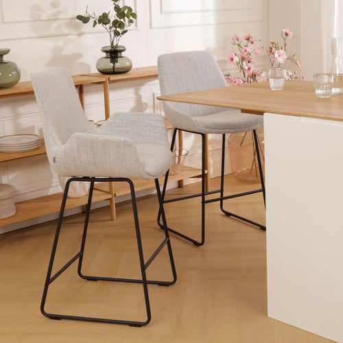 Nolon Nino-Eef Barkruk Beige Gemêleerd - met Armleuning - Zwart - 75 cm - vtwonen shop