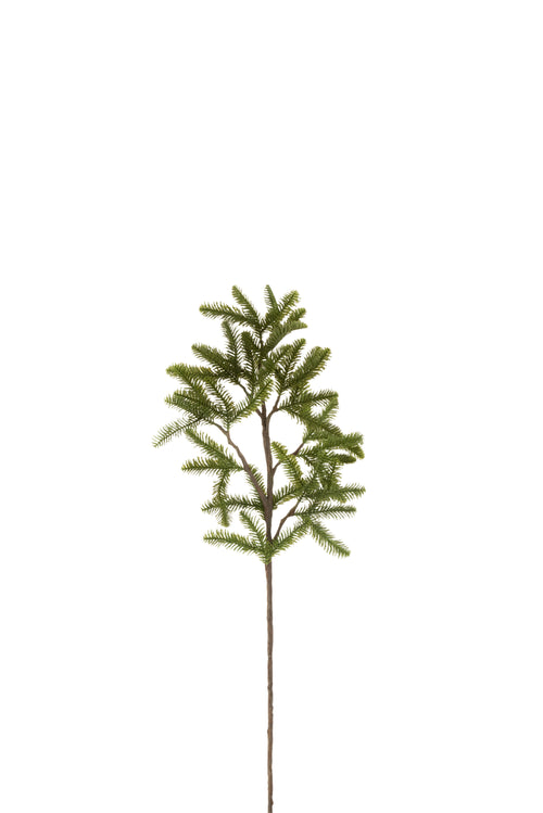 J-Line decoratie tak Dennenboom + Denappels - kunststof - groen/bruin - small - 8 stuks