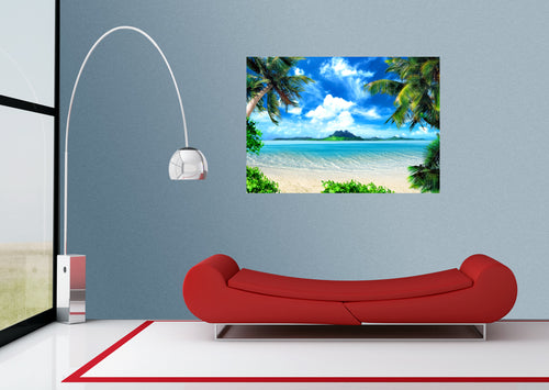 Sanders & Sanders fotobehang strand blauw en groen - 180 x 127 cm - 600341