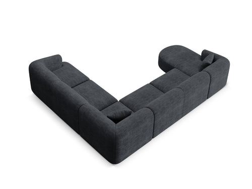 Cosmopolitan Design Modulaire panoramische hoekbank rechts Campi 7-zits, ribfluwelen zwart - 255x330x70cm