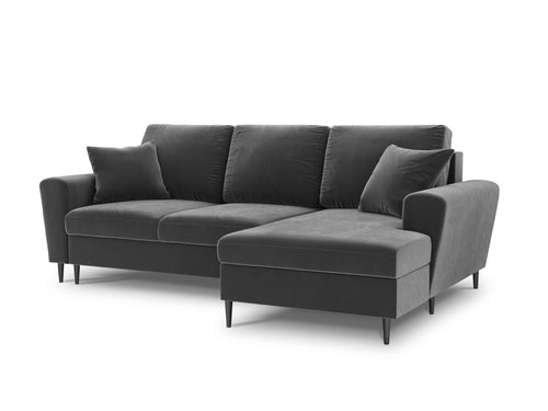 Cosmopolitan Design Converteerbare hoekbank rechts met opbergdoos Kyoto 4-zits, flueel, lichtgrijs - 145x241x88cm
