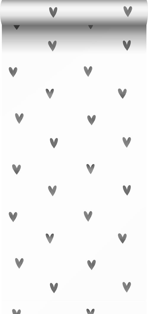 Sanders & Sanders behang hartjes zwart en wit - 53 cm x 10.05 m - 935267
