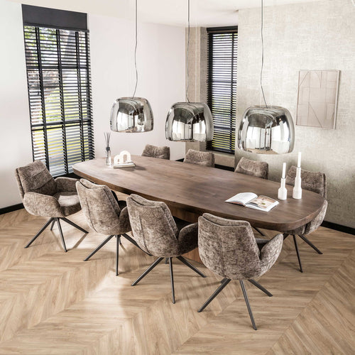Giga Meubel Armstoel Hoven Taupe/Bruin – Draaibaar – Polyester  - Set van 2