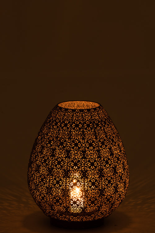 J-Line windlicht Oosters Eivorm - metaal - grijs - large - vtwonen shop