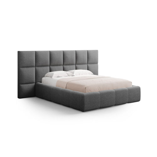 Cosmopolitan Design - Opbergbed met hoofdeinde Livigno 200x140cm structurele stof donkergrijs - 230x200x125cm