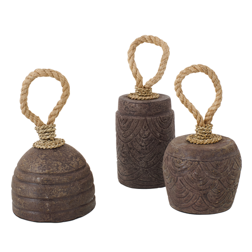 J-Line deurstopper - keramiek - bruin - set van 3