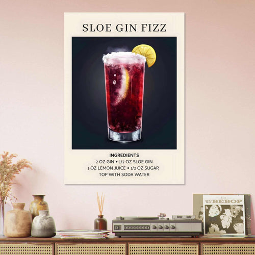 Artfulprints  Sloe Gin Fizz cocktail - Ingrediënten   poster 30x40 cm - vtwonen shop