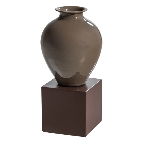 WOOOD wanddeco set vaas/kubus Numo - Metaal - Bruin - 39x19x19
