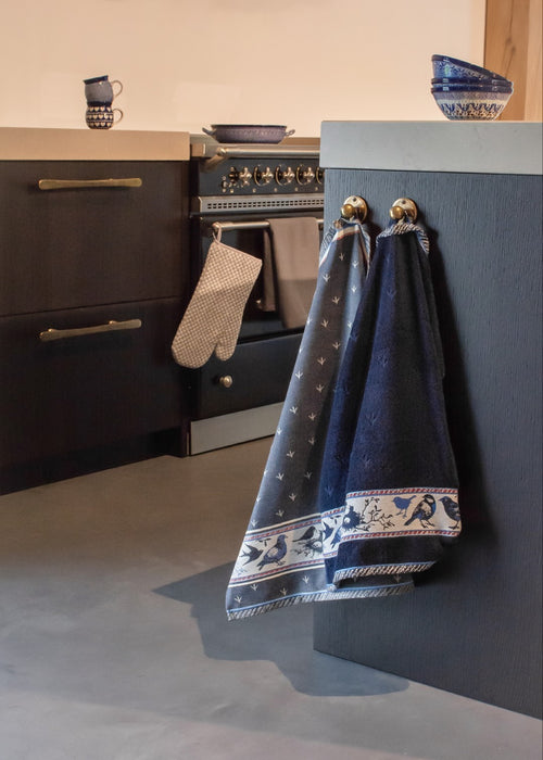 Luxe Keukendoek en Theedoek Vogel Donkerblauw - Bunzlau Castle - 100% biologisch GOTS katoen - vtwonen shop