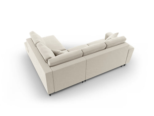Cosmopolitan Design Converteerbare hoekbank rechts met opbergdoos Kyoto 5-zits, flueel lichtbeige - 194x243x88cm