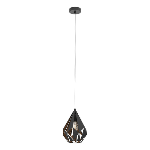 EGLO hanglamp Carlton 1 - e27 - ø 20,5 cm - zwart/koper - vtwonen shop