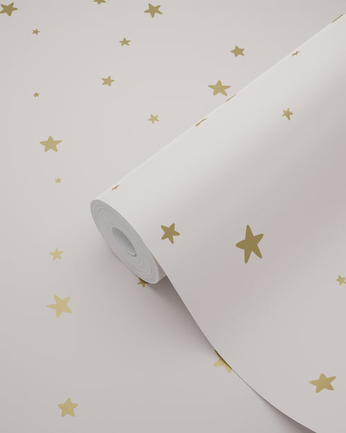 ESTAhome behang sterretjes oudroze en goud - 53 cm x 10.05 m - 139260
