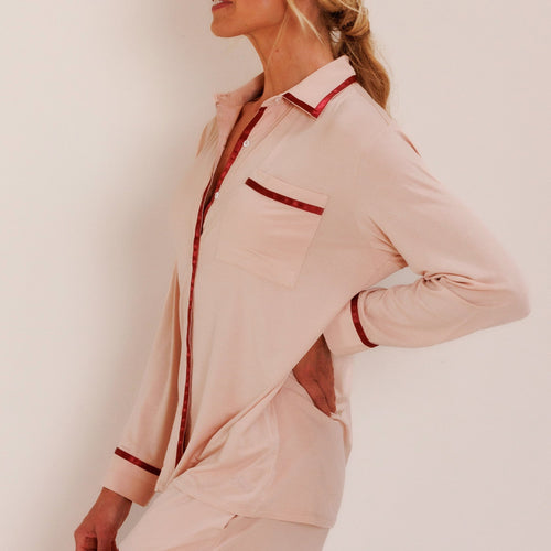 Coco & Cici - TENCEL Pyjama Shirt Dames Powder Peach - L