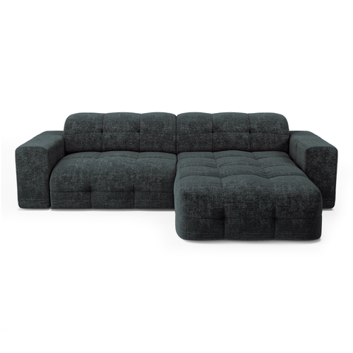 Sia Home - Rechte hoekbanken MAEL - Fluweel met reliëf - Antraciet grijs - 230cm