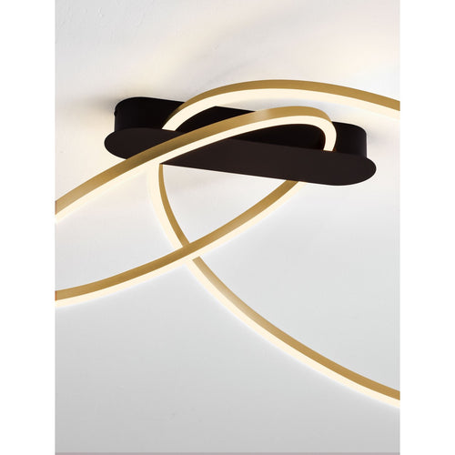 Nova Luce KIKLOS Geïntegreerde LED-plafondlamp, messing goudkleurig, Triac dimbaar, 42W, 1923lm, 3000K