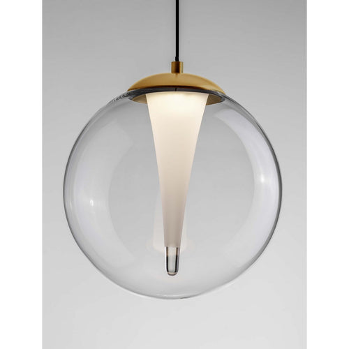 Nova Luce GALEO  Galeo Globe hanglamp, transparant, zandgoud, Triac dimbare LED, 7W, 506lm, 3000K