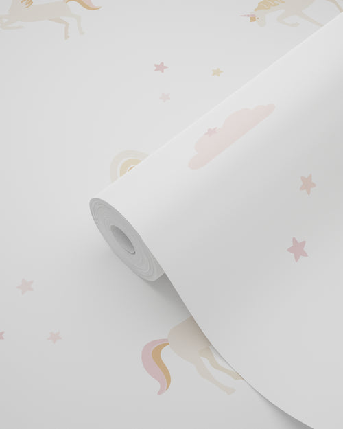 ESTAhome behang unicorns beige, zacht roze en okergeel - 50 x 900 cm - 139538