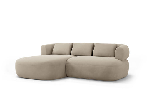 Micadoni linker hoekbank Jenny 5-zits, flueel beige - 145x200x73cm