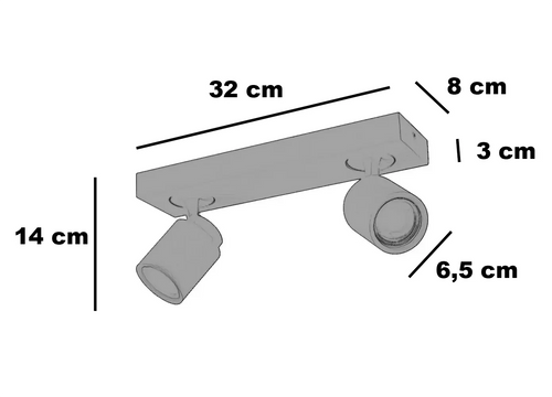 Freelight spot Razza - 2 lichts - 32  x 14   cm - wit